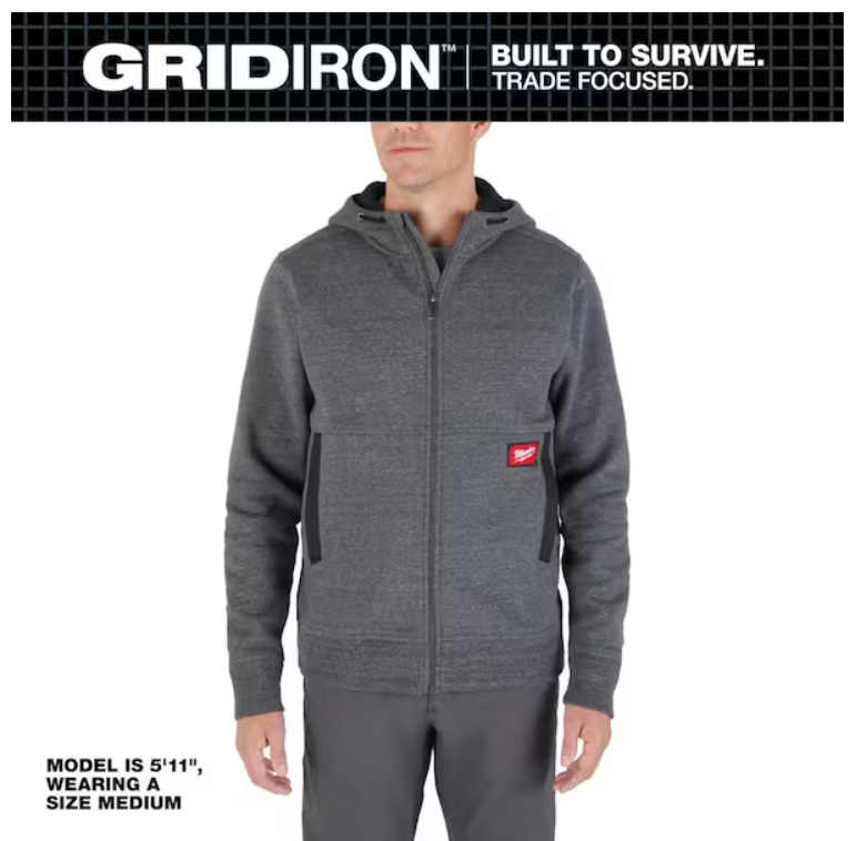 Milwaukee Men's Gray  GRIDIRON Full-Zip Hoodie